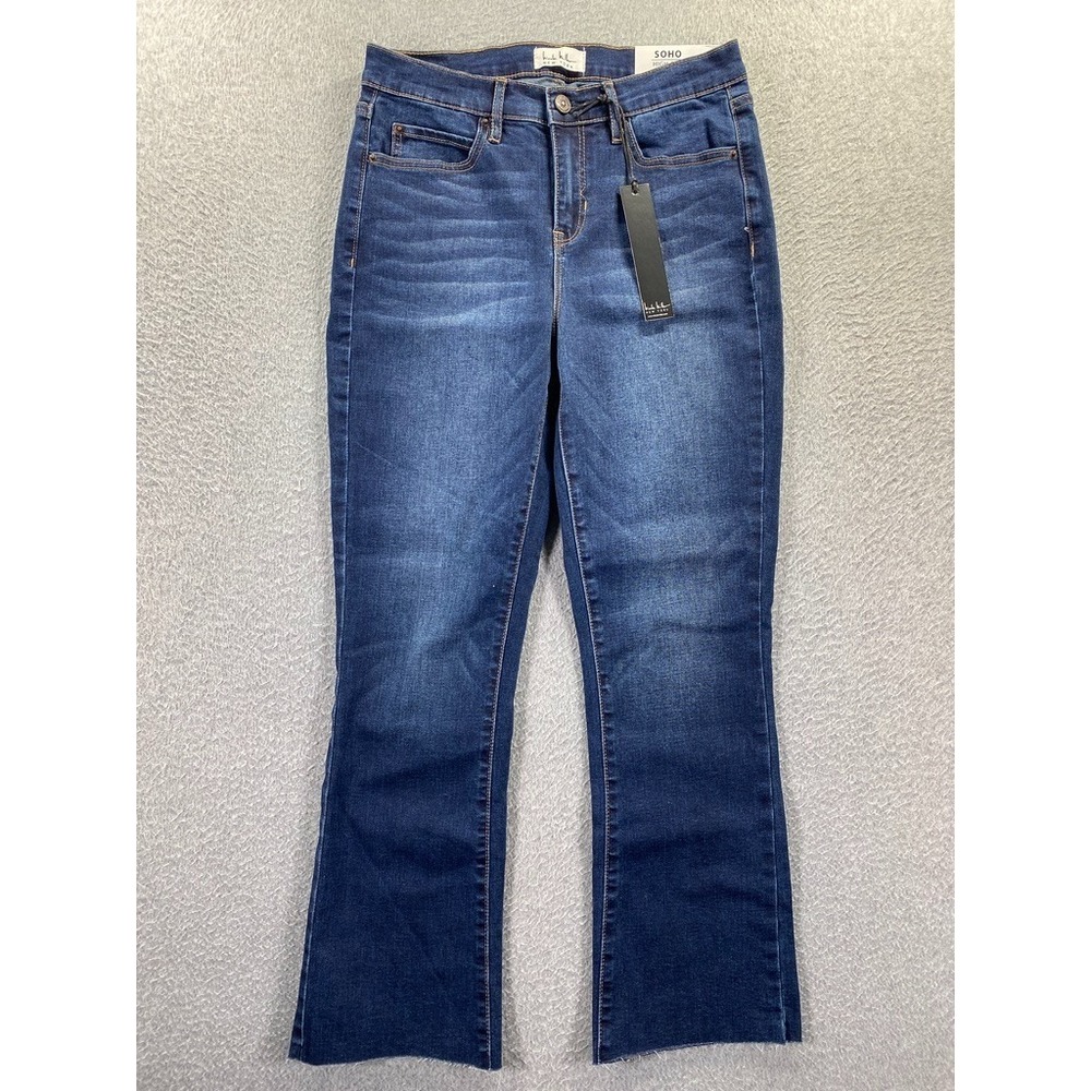 Nicole Miller SOHO High Rise Crop Boot Jeans Womens 4 Dark‎ Blue Stretch Denim